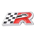 CARRUN R Racing Flag Emblem Sport Badge Car Side Rear Front Hood Trunk Door Fender Bumper Metal Badg