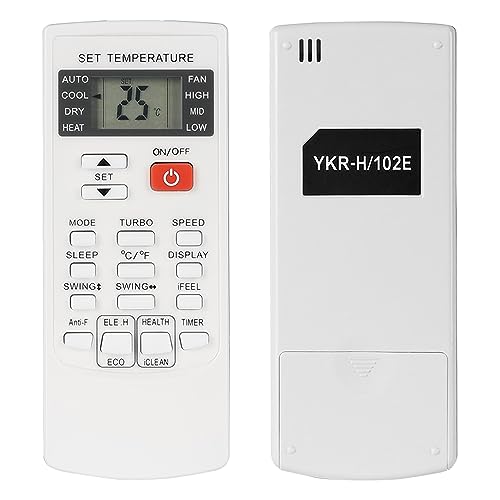 YKR-H/102E Mando a Distancia Compatible con AUX MundoClima FanWorld Aire Acondicionado AC MUPR-09-H9A MUPO-09-H6 FW6-2250-ECO FW10-2250 FW11-2250-I Sustitución Controlador