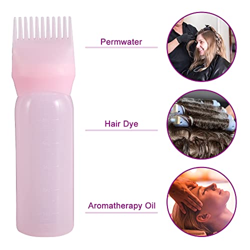 Abnaok Root Comb Applicator Bottle, 6 Ounce Applicator Bottle For Hair Dye Bottle Applicator Brush With Graduated Scale- 4 Pack #TOP5