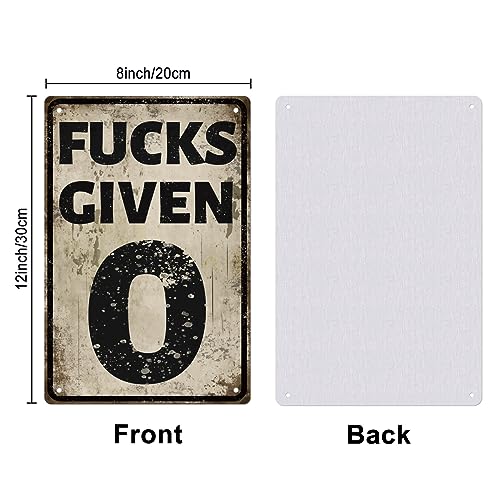 GLOBLELAND 0 Fucks Given Retro Metal Sign Parody Speed Limit Sign 8x12" Funny Signs For Man Cave Vintage Metal Tin Sign For Bedroom - Image 2