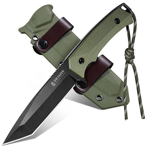Dragon Creek Fixed Blade Knife - Full Tang Handle Green