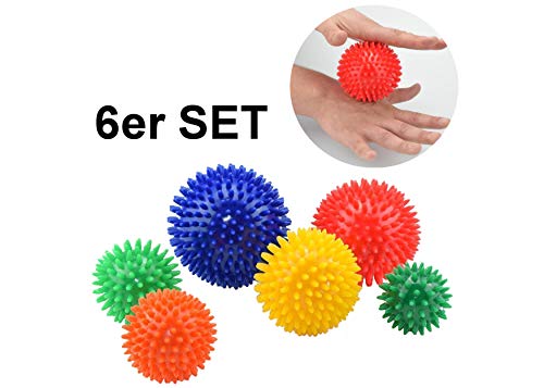 Foto von Igelball 6er Set, Massageball, Noppenball, Igelbälle - in verschiedenen Größen für die punktuelle Selbstmassage, Füße, Nacken, Rücken, Bein und vieles mehr