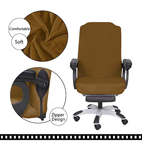 Image of SARAFLORA Khaki Office Chair Covers Stretch Washable Computer Chair Slipcovers for Universal Rotating Boss Chair Middle Size