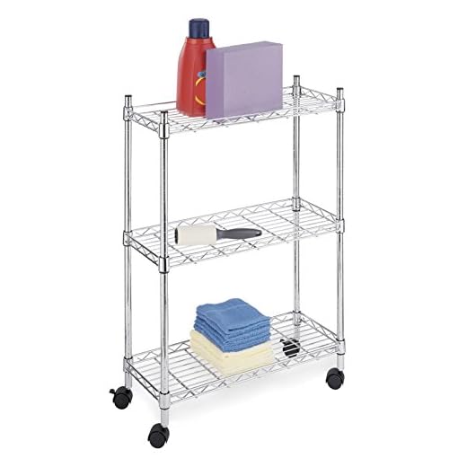 Whitmor 3 Tier Shelving Unit, Metal Storage Shelves, Adjustable Heavy Duty Shelf with Wheels , 400 lbs Capacity per Shelf, 1200 lbs Total for Home, Garage, Workshop, 23"L x 13"W x 30"H, Chrome