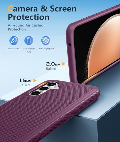 Image of FNTCASE for Samsung Galaxy S23-FE Case: Dual Layer Protective Heavy Duty Cell Phone Cover Rugged Full Body Drop Protection Military Grade Shockproof Phone Case (Burgundy Purple)