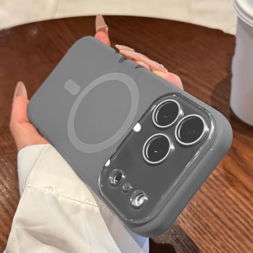 Coque iPhone 17 Pro Max silicone liquide gris avec charge Magsafe