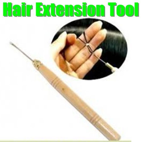 Wood Handle Feather Hair Extension Kit Thread Hook Needle Pulling Tool Salon DIY by G for U