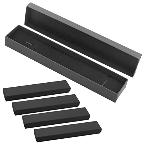 Lot de 5 boîtes à bijoux en carton, boîte cadeau rectangulaire en papier kraft avec doublure pour bracelet, femme, mère, anniversaire (noir)