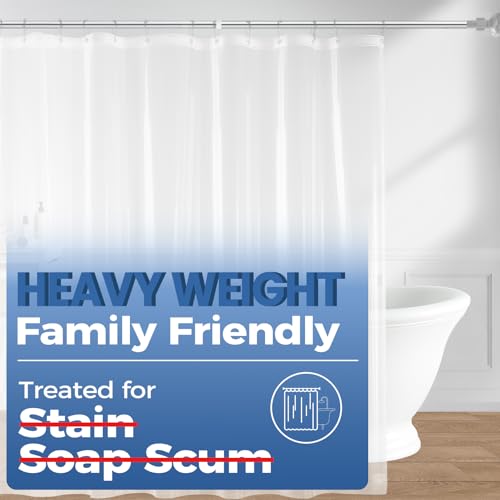 downluxe Set of 2 Clear Shower Curtain Liner, PEVA Heavy Duty Plastic Shower Liner with 3 Magnets, 72" x 72" Waterproof Bathroom Curtain