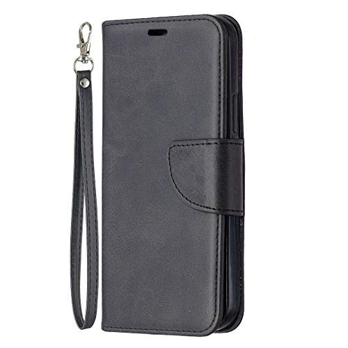 Leren iPhone 16 hoesje met kaartsleuven, magneetsluiting, standaardfunctie en schokbescherming zwart