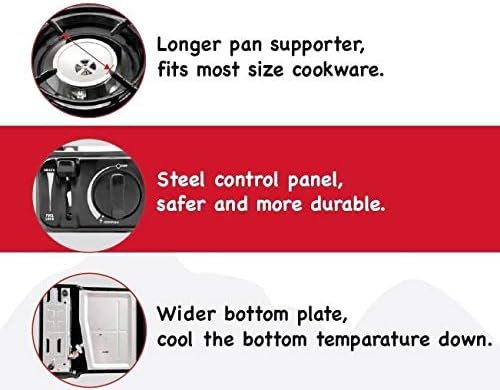 Miniatura 2 de Estufa de gas Max MS-2500, hasta 8000 BTU, estufa de campamento, con estuche de transporte (rojo)