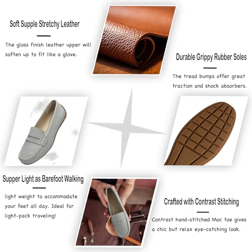 Women's Comfortable & Lightweight Leather Penny Loafers Slip-Ons Cute Business Casual Dress Shoes Work Office Flats Everyday Walking Shoes Driving Mocs for Women3