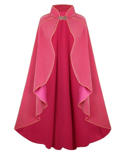 GRAJTCIN Womens Medieval Cloak Renaissance Cape Velvet Princess Royal Halloween Christmas Costume (43.3 Pink)