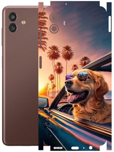 Image of AtOdds - Full Body Back Screen Guard Protector Film - Lamination Wrap Skin Sticker Compatible with Samsung Galaxy M13 (5G) | Scratchproof Matte Finish (Happy Doggo)