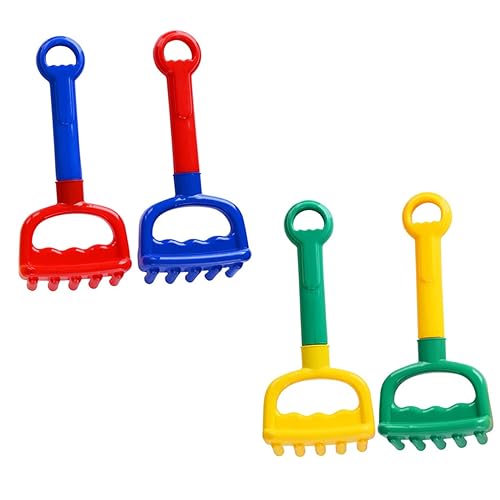 FRCOLOR 4 Piezas Juguetes de Playa para Rascador y Paleta de Plástico para Diversión Arena Colores Brillantes Azul Rojo Amarillo Verde para Playa Jardín Aire