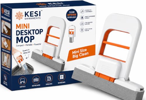 Image of KESI ORNAMENTS 2026 Mini Foldable Desktop Mop for Kitchen - Self‑Squeeze Sponge Mop for Wet & Dry Use - Portable Cleaning Tool - Kitchen, Bathroom, Glass, Living Room (1 Squeeze Handle,2 Sponge Head)
