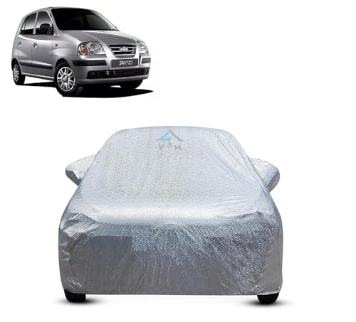 Image of Y3H 100% Waterproof Car Cover Compatible with Hyundai Santro Xing (Model : 2003-2018) Custom Fit Body Covers with Mirror Pockets | Color : Metalic Silver