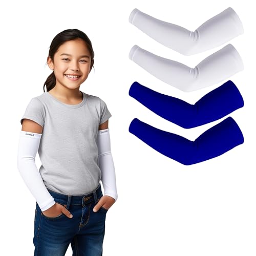 Image of Kids Arm Sleeves - Protective Arm Covers for Boys & Girls, Ages 5-13, UV Sun Protection, Perfect for Sports, Cycling, Running, and Outdoor Activities