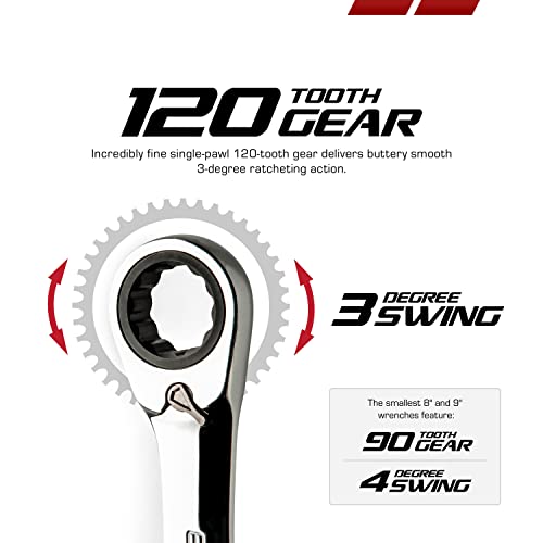 Non Stop 16 mm Ultrafine 120-Tooth Reversible Ratcheting Combination Wrench, Chrome - Image 2