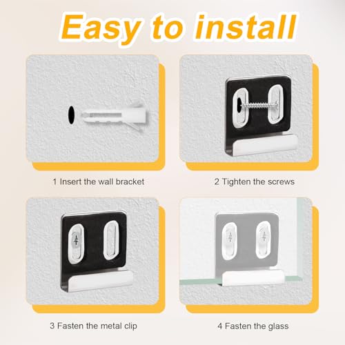 Image of 8pcs Metal Mirror Clips, 2 Styles Wide Channel Hangers for Frameless Mounting Hardware, Heavy Holder Hanging Clips with Screws for Wall Mounting Billboard
