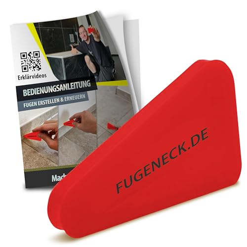 FUGENECK® - Profi Fugenabzieher - einzigartiges Design mit speziellen Überkanten - 3 verschiedene Fugengrößen - Acryl und Silikon Werkzeug aus Deutschland (1 Stück Rot)