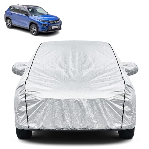 Image of Waterproof Car Cover for Toyota Urban Cruiser | Dustproof, UV Resistant & Scratch Protection | Soft Cotton Lining | Triple Stitched | Mirror Pockets & Elastic Fit | Silver