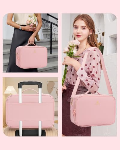 Image of Relavel Travel Makeup Train Case Makeup Cosmetic Case Organizer Portable Artist Storage Bag with Adjustable Dividers for Cosmetics Makeup Brushes Toiletry Jewelry Digital Accessories