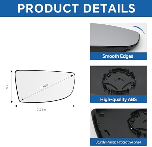 Passenger Right Side Lower Mirror Glass for Ford Transit 150 250 350 HD 2015-2023 MK8,Right Convex Mirror Glass Replacement with Backing Plate, Replace BK3Z17K707B — 사진 4