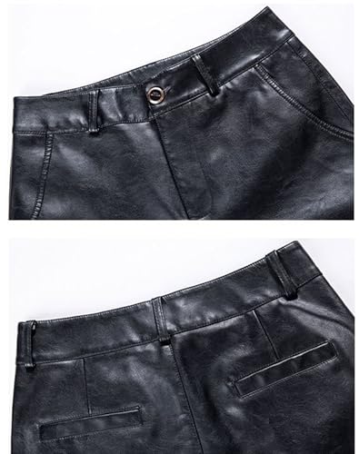 Women's High Waist Wide Leg PU Faux Leather Capri Pants Culottes4