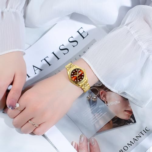 Image of NIBOSI Watches for Woman Analog Quartz Stainless Steel Diamond Rose Gold Green Small Dial Women Watches Classic Wrist Watch Date Waterproof