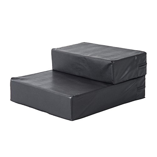 PawHut Tiertreppe Tierunterlage Klappbar Hundetreppe Treppe Unterlage für Katzen und Hunde Schwarz L42 x B39 x H20 cm