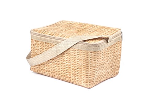 Kikkerland Wicker Lunch Box, Brown