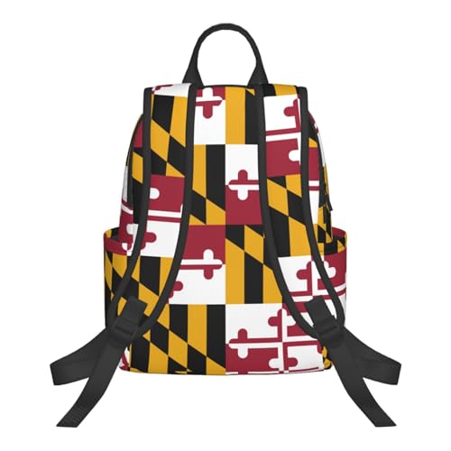 Maryland State Flag Lightweight Backpack DAY BACKPACK with Front Zipper Pockets & Side Patch Bags. Unisex BACKPACKS3