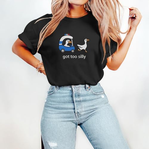 Got Too Silly Goose T Shirt Funny Cute Shirts for Women Ducks Car Printed Graphic Tees Short Sleeve Summer3