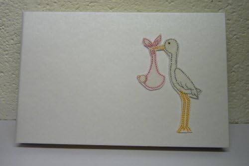 Baby Pink Stork Christening New Born Photo Album - Pink Stork (White) by Saffron