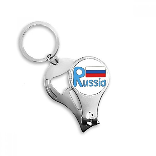 Porte-clés avec décapsuleur drapeau russe bleu décapsuleur de poche en métal résistant