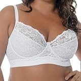 DEMILLUS Sutiã Alta Sustentação Com Renda Sem Bojo Com Aro Reforçado, Branco, 50