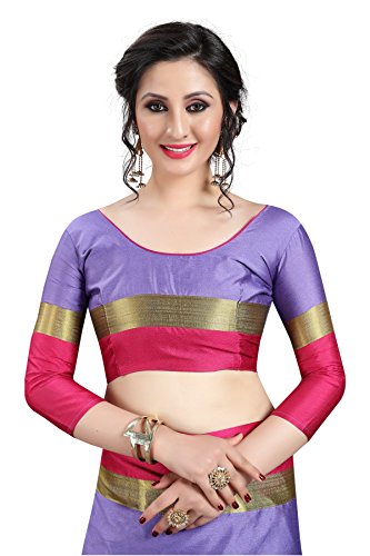 Image of PerfectBlue Women's with Blouse Piece Saree (VisvaVariation Lightgreenbrown Free Size)