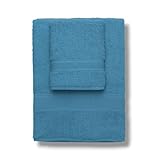 Zucchi Set Asciugamani 1+1 Journey in Spugna di Puro Cotone 430 g/m² – Asciugamano Viso 60x110 cm e Ospite 40x60 cm – Balza Jacquard (Turchese)