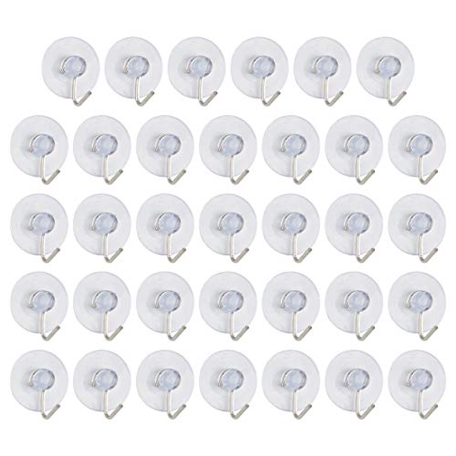 uxcell 34pcs Suction Cup Hooks 1 Inch Diameter Wall Hooks Hangers Removable Kitchen Bathroom Wall...