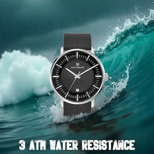 Image of SANSI MAYO Analog Watch for Men with Silicone Band | Magnetic Lock Strap | Japanese Quartz Movement | Water Resistant | Formal & Casual Wristwatch Gift