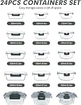 VERONES 12 Packs Glass Food Storage Containers Set, Airtight Glass Lunch Containers, Glass Meal Prep Containers with Lids,Exclusive of BPA, for Microwave, Oven, Freezer & Dishwasher Friendly,Grey