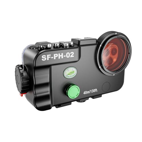 YaelHelens SF-PH-02 – Boîtier professionnel sous-marin pour smartphone, profondeur de 40 m, étui étanche compatible avec iPhone (livré avec cadre iPhone 16/15/14) (YH-SF-PH-02) noir
