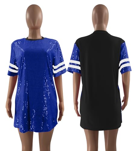 Women's Sparkly Sequin Short Sleeve T-Shirt Dress Casual Loose Cute Tunic Blouse4