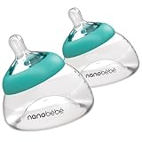 Nanobebe Breastmilk Bottle, Breastfeeding Newborn Breast Like, Anti Colic, Perfect Latch, Preserves Breast Milk nutrients, Twin-Pack Teal