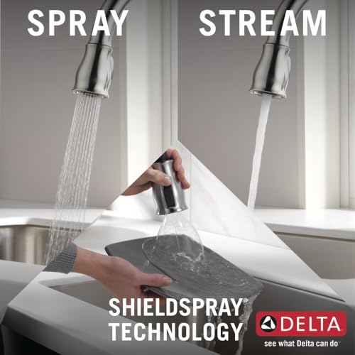 Delta Leland Brushed Nickel Kitchen Faucet with Pull Down Sprayer, Traditional Single Hole Kitchen Sink Faucet, Single Handle, SpotShield Stainless 9178-SP-DST - image 8