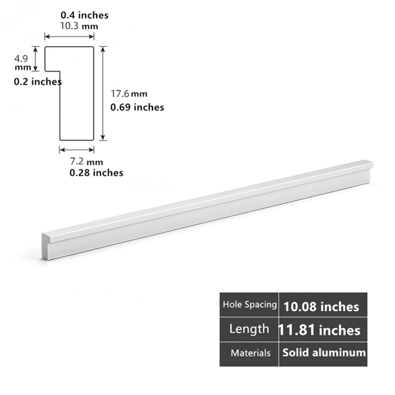 10 Stück Küchenschrankgriffe, Türgriffe Schrank – Küchenschrankgriffe für Kommodenschubladen – L-förmige Querschnitte (30 cm, Silber)