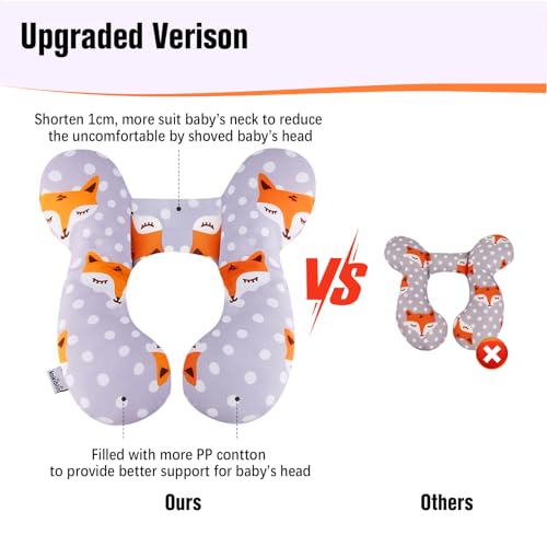 Image of KAKIBLIN Baby Travel Pillow, Upgraded Baby Neck Pillows for Car Seat, Infant Neck Support Pillow for Head and Neck,Newborn Head Support for Car Seat,Pushchair