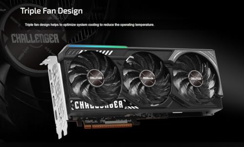 Image of ASRock AMD Radeon RX 9070 Challenger 16GB 2520 MHz 20 Gbps GDDR6 256Bit GPU RT+AI Accelerators PCIe5.0 2x8-pin Triple Fan 700W Graphics Card 0DB Silent Cooling DisplayPort2.1a HDMI2.1b LED Indicator