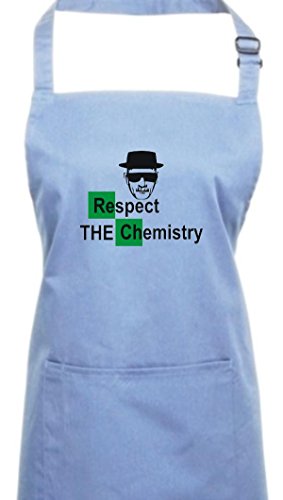 Delantal, Breaking Bad Chemistry White Chemistry Cook Respect the,,, Walter, Kult, algodón mezcla, midblue, 72 x 86 cm
